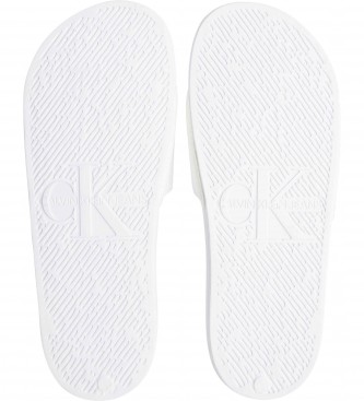 Calvin Klein Jeans Tongs Slide Monogram blanc