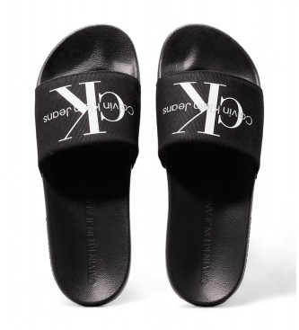 Calvin Klein Jeans Monograma Slide Monogram flip flops preto