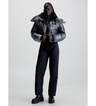 Calvin Klein Jeans Donsjack met capuchon Liquid Metal grijs