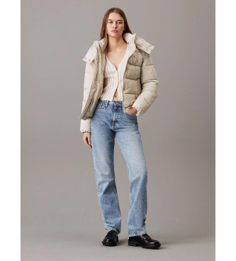 Calvin Klein Jeans Kort dunjacka med beige huva