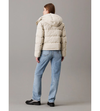 Calvin Klein Jeans Short down jacket with beige hood