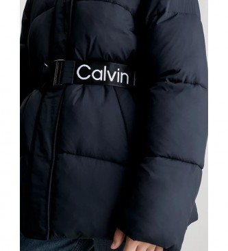 Calvin Klein Jeans Casaco de nylon para baixo com cinto preto