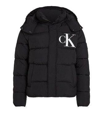 Calvin Klein Jeans Piumino e nylon increspato con cappuccio nero