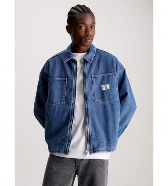 Calvin Klein Jeans Casaco de ganga acolchoado com fecho de correr azul