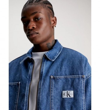 Calvin Klein Jeans Quiltad jacka i jeanstyg med dragkedja bl