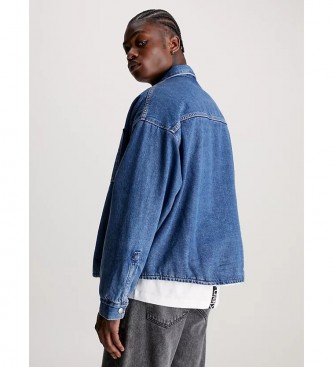 Calvin Klein Jeans Quilted Denim Zipped Jacket blue
