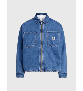 Calvin Klein Jeans Gewatteerde denim jas met rits blauw