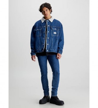 Calvin Klein Jeans Giubbotto Di Jeans Con Pelliccia Shearling Blu