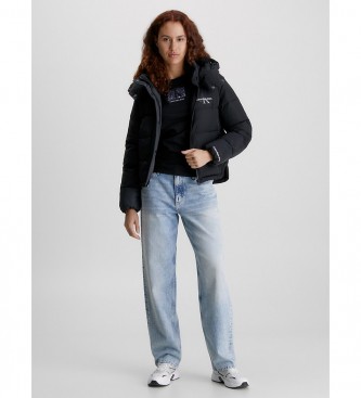Calvin Klein Jeans Casaco de penas de poliéster reciclado com capuz preto