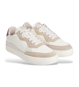 Calvin Klein Jeans Klassiske lder-sneakers i hvid