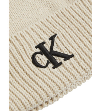 Calvin Klein Jeans Beige knitted hat with pompom