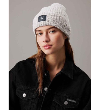 Calvin Klein Jeans Beżowa czapka beanie z dzianiny