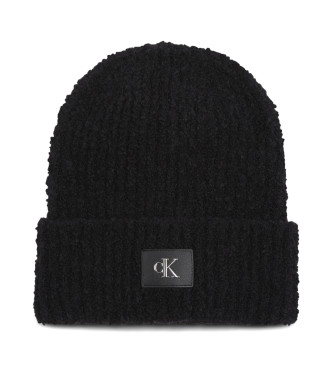 Calvin Klein Jeans Bonnet noir en maille boucle