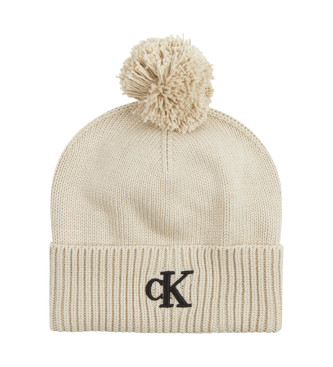 Calvin Klein Jeans Cappello lavorato a maglia con pompon beige