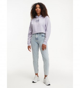 Calvin Klein Jeans Camisola de malha pesada recortada com estampado a pincel lavanda