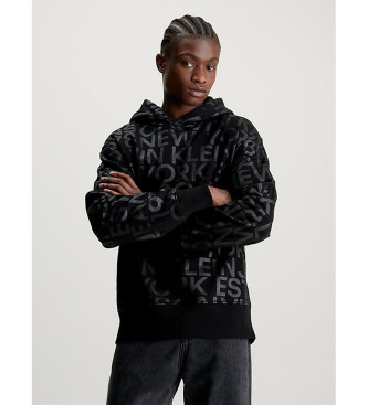 Calvin Klein Jeans Sweater Logo AOP zwart