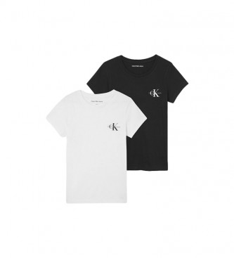 Calvin Klein Jeans Pacote 2 Camisolas Slim Fit Plus tamanho preto, branco
