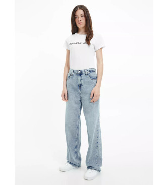 Calvin Klein Jeans Pack de 2 camisetas con logotipo blanco, negro