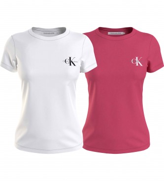 Calvin Klein Jeans Pakke med 2 Slim T-shirts pink, hvid
