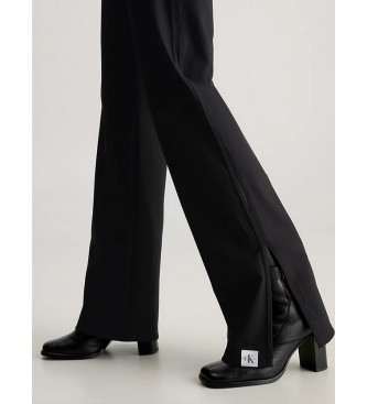 Calvin Klein Jeans Pantalon droit en maille côtelée noir