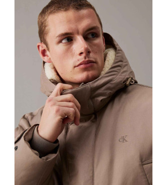 Calvin Klein Jeans Parka met beige nylon en katoenen vulling