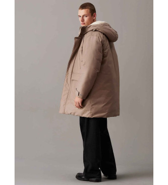 Calvin Klein Jeans Parka med beige nylon och bomullsvaddering