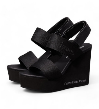 Calvin Klein Jeans Sandale compense noire -Hauteur de la semelle compense 10,8cm