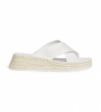 Calvin Klein Jeans Sandales  talons compenss en espadrille blanc