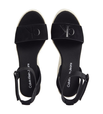 Calvin Klein Jeans Sandales Su Mg en cuir noir -Hauteur 12cm wedge