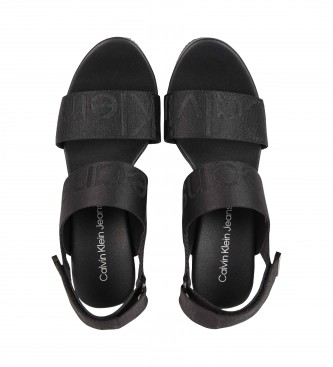 Calvin Klein Jeans Sandalias De Cuña De Jacquard Reciclado Con Logo negro - Altura cuña 10.8cm-
