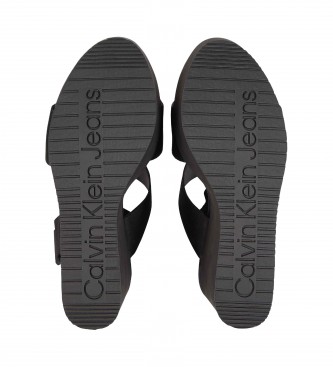 Calvin Klein Jeans Sandales compensées en jacquard à logo recyclé noir - Hauteur du talon 10.8cm