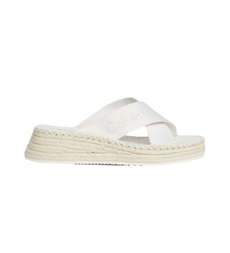Calvin Klein Jeans Sandales  talons compenss en espadrille blanc