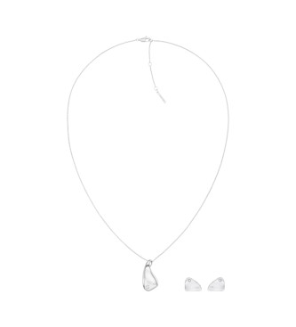 Calvin Klein Jeans Ensemble collier et boucles d'oreilles en mtal argent 