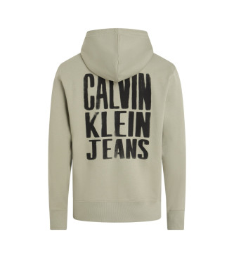 Calvin Klein Jeans Mikina s kapuco z grafičnim logotipom na hrbtni strani v zeleni barvi