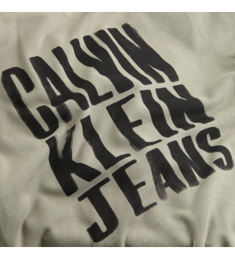 Calvin Klein Jeans Sweatshirt med htte og grafisk logo p ryggen i grn