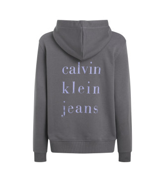 Calvin Klein Jeans Felpa con cappuccio regolare grafica con scritta grigia