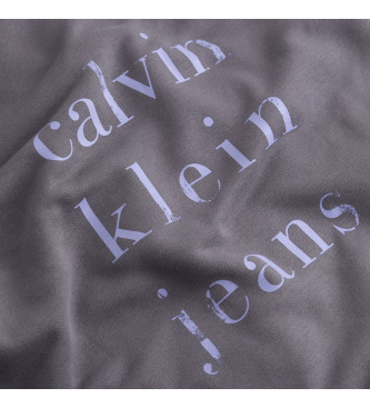 Calvin Klein Jeans Szara bluza z kapturem o regularnym kroju z grafiką Script