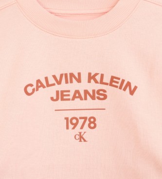 Calvin Klein Jeans Sweatshirt universitária com logótipo laranja