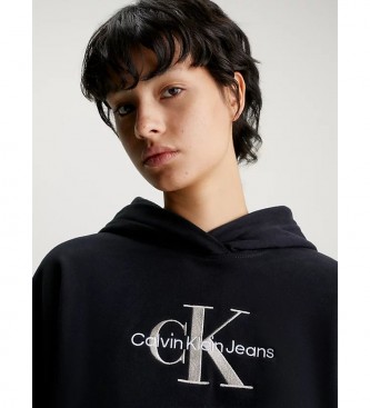 Calvin Klein Jeans Czarna bawełniana bluza z kapturem z monogramem