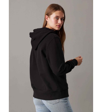 Calvin Klein Jeans Baumwoll-Fleece-Sweatshirt mit Kapuze und Logo schwarz