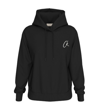 Calvin Klein Jeans Cotton fleece sweatshirt with hood and logo black