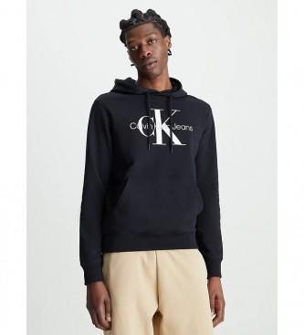Calvin Klein Jeans Sweatshirt met capuchon en monogram zwart