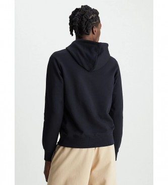 Calvin Klein Jeans Monogramm Sweatshirt mit Kapuze schwarz