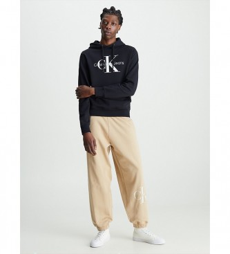 Calvin Klein Jeans Monogram sweatshirt med huva svart