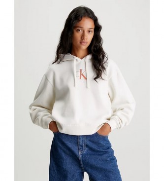 Calvin Klein Jeans Sweatshirt com capuz de grandes dimensões e logótipo degradado branco
