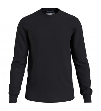 Calvin Klein Jeans Sweatshirt slim fit  manches longues en maille gaufre noire