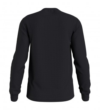 Calvin Klein Jeans Lngrmad, slimmad sweatshirt i svart stickat tyg med prgling