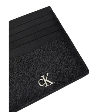 Calvin Klein Jeans Skórzane etui na karty z RFID w kolorze czarnym