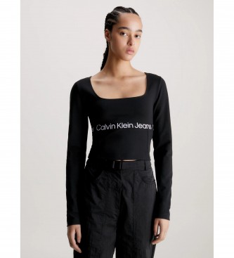 Calvin Klein Jeans Long sleeve black milano knitted top