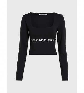 Calvin Klein Jeans Long sleeve black milano knitted top